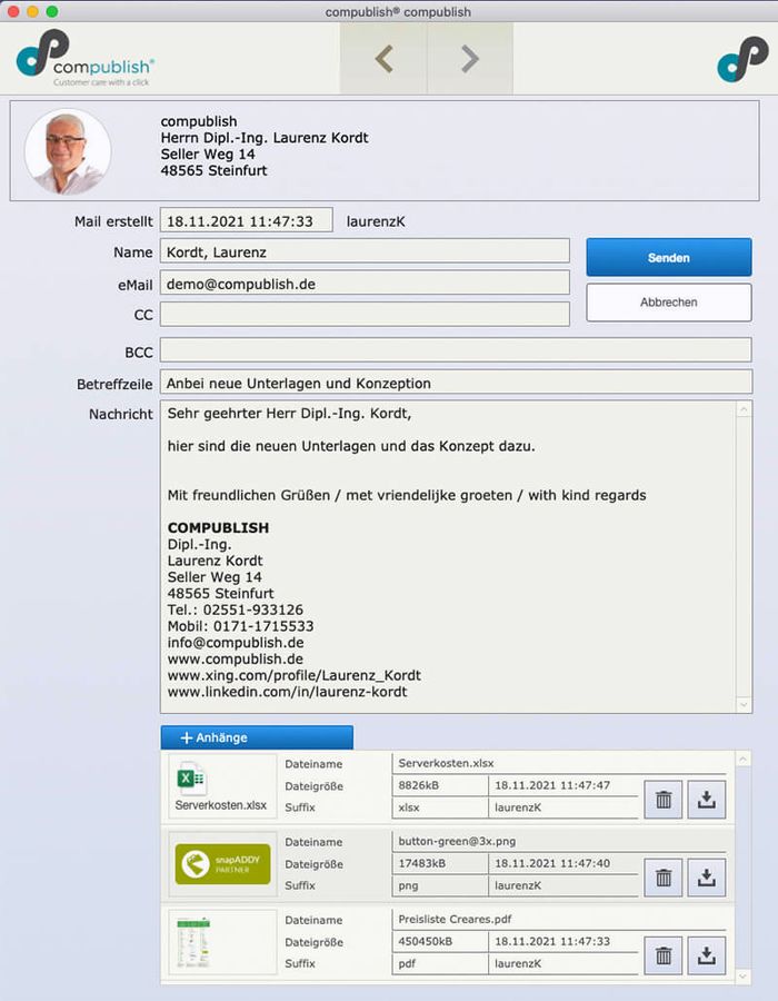 Aus Sicherheitsgründen sind nur bis zu 3 Anhänge je Mail möglich. Anhänge können hier noch gelöscht werden.